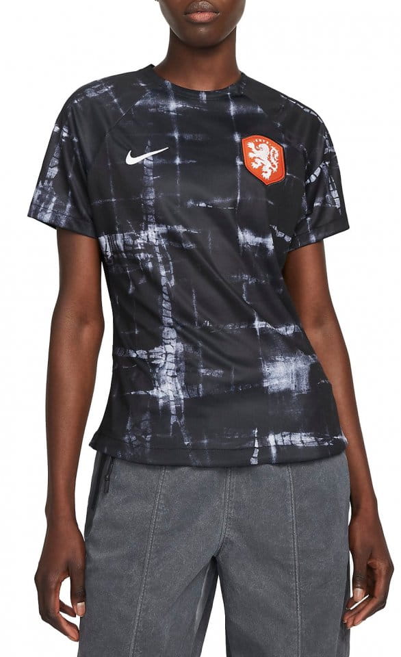 Dámské předzápasové fotbalové tričko s krátkým rukávem Nike Dri-FIT Nizozemsko 2022